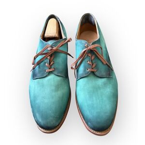 Allen Edmonds Orlean Men's‎ US 14D Turquoise Suede Plain-Toe Derby Dress Shoes